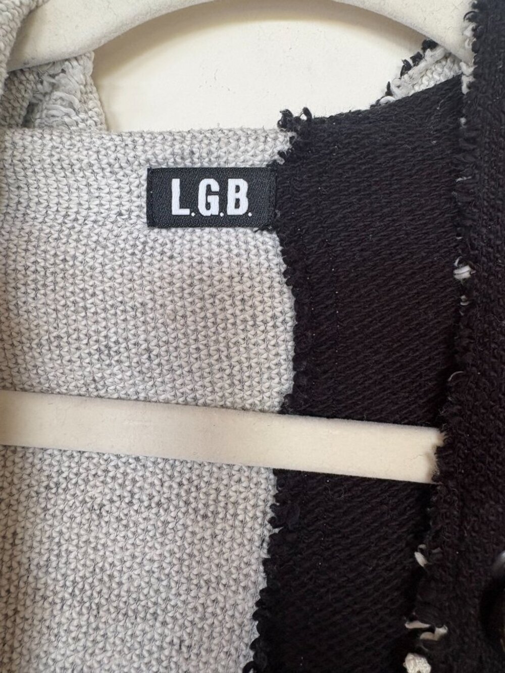 L.G.B, Black and white asymmetric hooded cardigan | OS - Picture 10 of 10